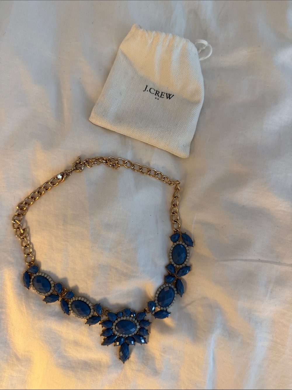 J. Crew Royal Blue and Gold Statement Necklace